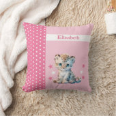 Coussin Chambre d'enfant ajoutez un nom léopard rose migno (Couverture)