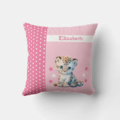 Coussin Chambre d'enfant ajoutez un nom léopard rose migno (Verso)