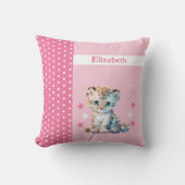 Coussin Chambre d'enfant ajoutez un nom léopard rose migno (Recto)