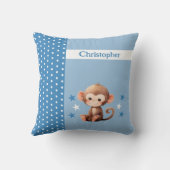 Coussin Chambre d'enfant ajoutez un nom singe mignon bleu (Verso)