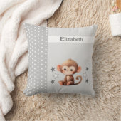 Coussin Chambre d'enfant ajoutez un nom singe mignon gris (Couverture)