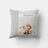 Coussin Chambre d'enfant ajoutez un nom singe mignon gris (Verso)