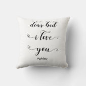 Coussin Chambre noir blanc Citation Lit Je t'aime (Verso)