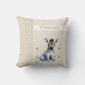 Coussin Chambre pour enfants ajouter nom joli zèbre brun (Recto)