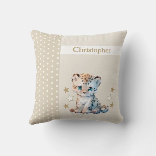 Coussin Chambre pour enfants ajouter nom mignon léopard br (Verso)