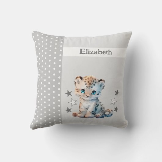 Coussin Chambre pour enfants ajouter nom mignon léopard gr (Verso)
