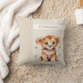 Coussin Chambre pour enfants ajouter nom mignon lion brun (Couverture)