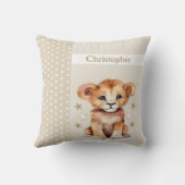 Coussin Chambre pour enfants ajouter nom mignon lion brun (Verso)