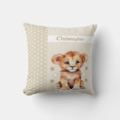 Coussin Chambre pour enfants ajouter nom mignon lion brun (Recto)