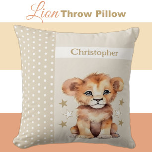 Coussin Chambre pour enfants ajouter nom mignon lion brun