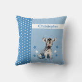Coussin Chambre pour enfants ajouter nom mignon zèbre bleu (Verso)