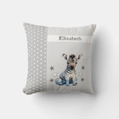 Coussin Chambre pour enfants ajouter nom mignon zèbre gris (Recto)