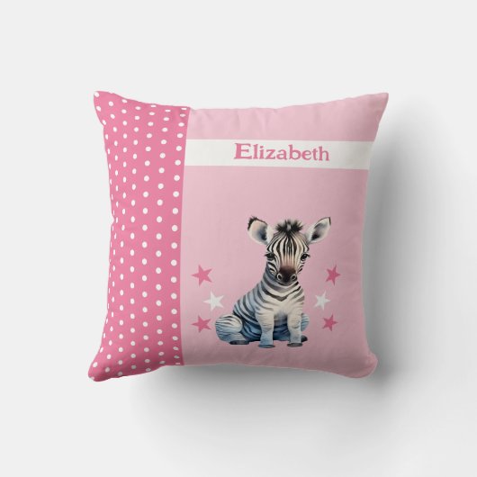 Coussin Chambre pour enfants ajouter nom mignon zèbre rose (Verso)
