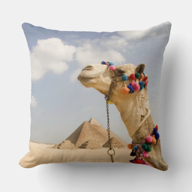 Coussin Chameau avec des pyramides Gizeh, Egypte (Recto)