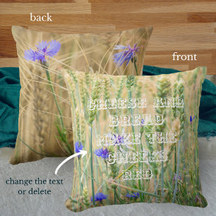 Coussin Champ de blé d'été avec fleurs bleues