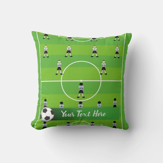 Coussin Champ de football et équipe (Recto)