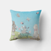 Coussin Champ de lapins de printemps (Verso)