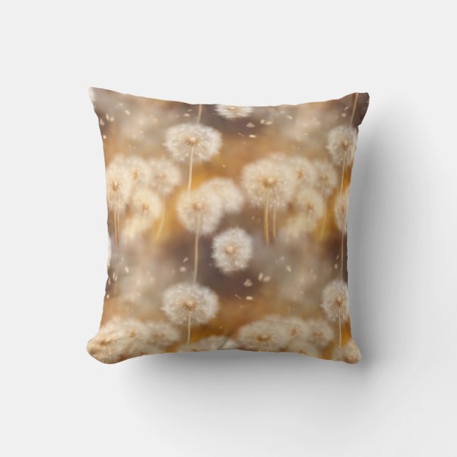 Coussin Champ de Lumière Chaude de Pissenlits (Recto)