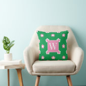 Coussin Champ de marguerites preppy – Monogramme rose et v (Chaise)