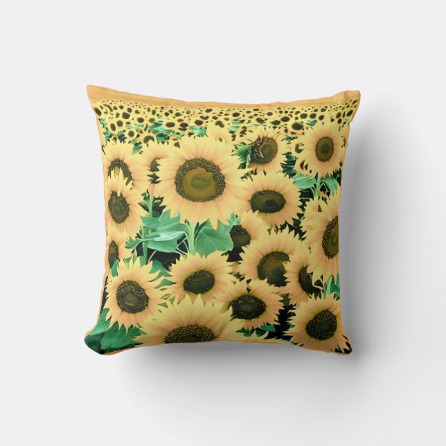 Coussin Champ de tournesols jaunes dorés (Recto)