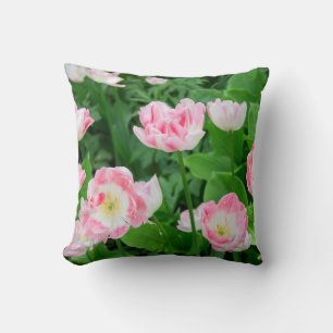 Coussin Champ de tulipes roses