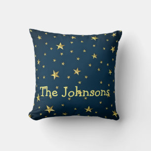 Coussin Champ d'étoiles sur Deep Midnight Blue Sky