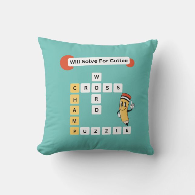 Coussin Champ Mot De Crossword : Will Solve For Coffee (Recto)