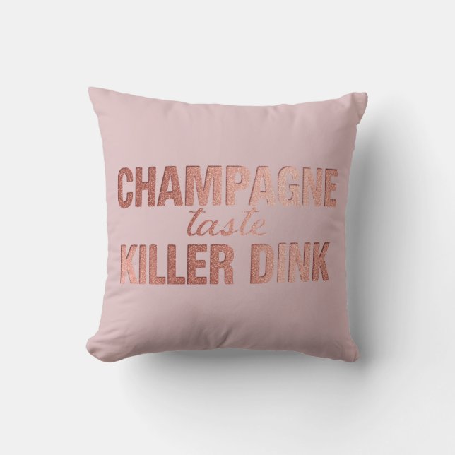 Coussin Champagne Taste Killer Dink - Rose Gold Pickleball (Recto)