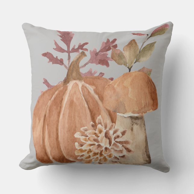 Coussin Champignon Citrouille d'automne (Recto)