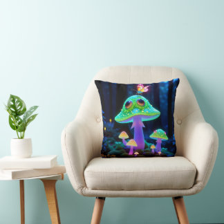 Coussin Champignon et Papillon Fantastiques Luminescents E