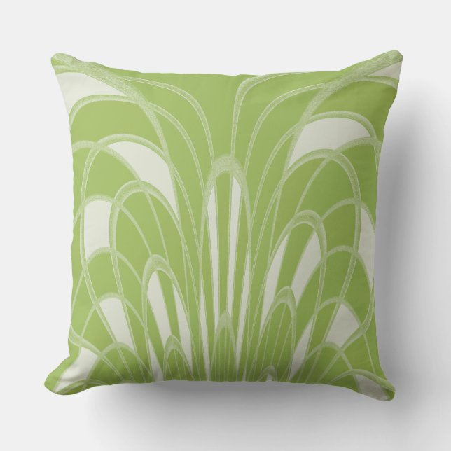 Coussin Champignons Abstraits - Art Déco - Menthe (Recto)