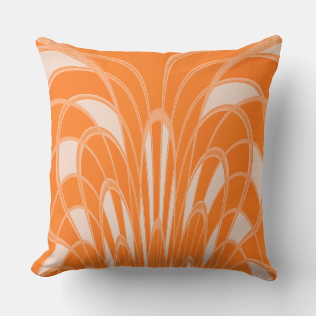 Coussin Champignons Abstraits - Art Déco - Tangerine (Recto)