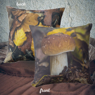Coussin Champignons Bolete aux feuilles jaunes
