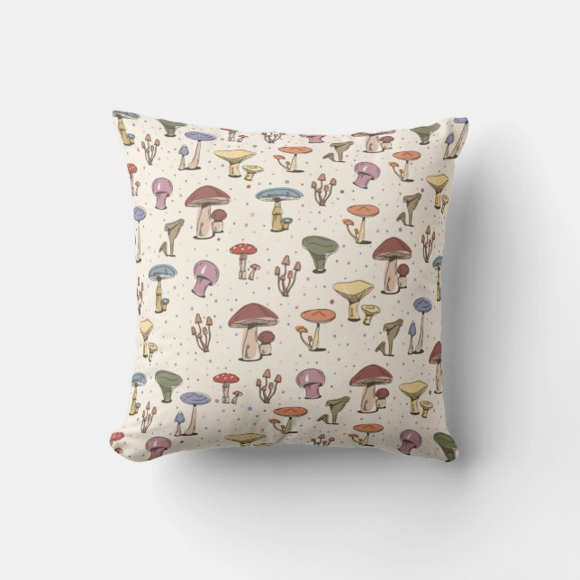 Coussin Champignons colorés Doodle Motif (Recto)