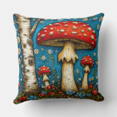 Coussin Champignons de conte de fées dans la forêt (Verso)