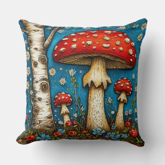 Coussin Champignons de conte de fées dans la forêt (Recto)