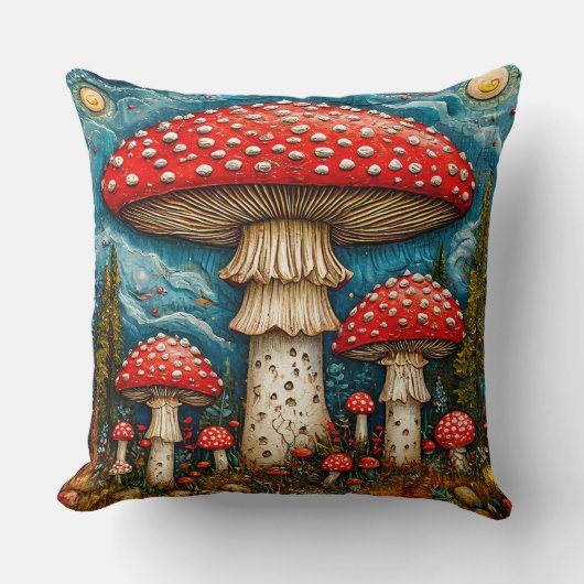 Coussin 🎄 Champignons de la Forêt de Contes de Fées Décor (Recto)