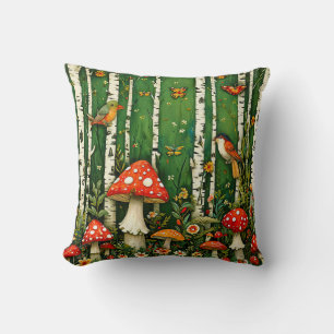 Coussin Champignons enchantés de conte de fées Forêt myst