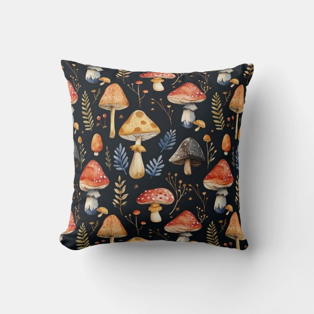 Coussin Champignons et fougères (Recto)