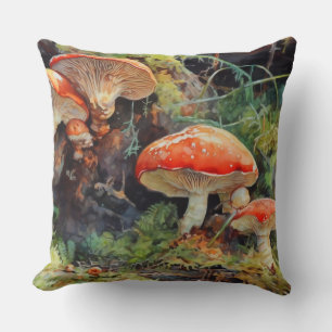 Coussin Champignons et loges Cottagecore