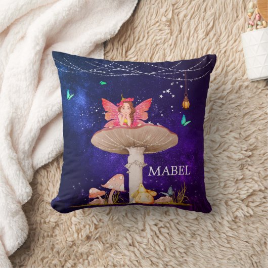 Coussin Champignons Fée Magique Enchantée Mignonne Décor (Couverture)