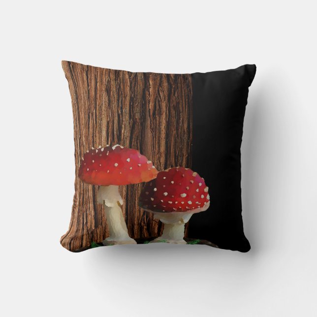 Coussin Champignons, fougères et arbres (Recto)