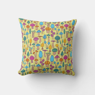 Coussin Champignons magiques Doodle Motif sans couture