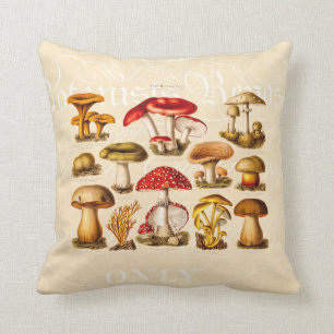 Coussin Champignons vintages de rouge de variété de