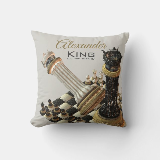 Coussin Champion d'échecs d'échiquier (Recto)