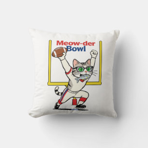 Coussin Champion du Meow-der Bowl Chat de football américa