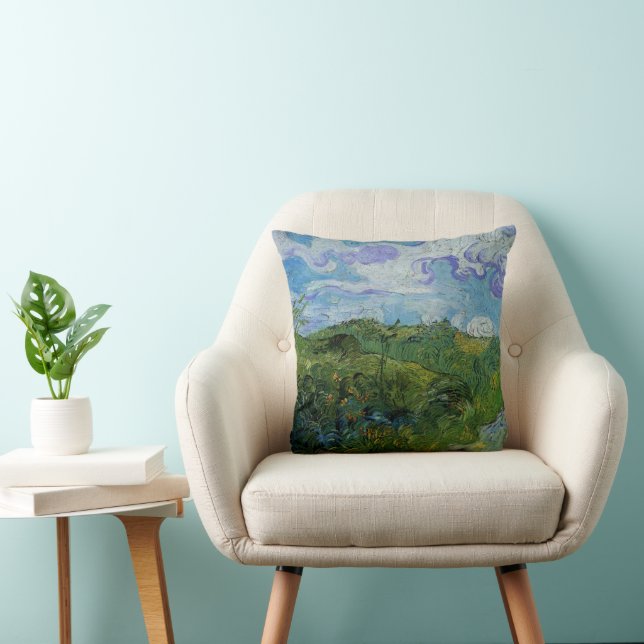 Coussin Champs de blé vert par Vincent van Gogh (Chaise)