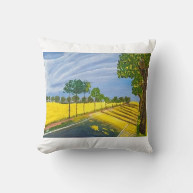 Coussin Champs dorés et chemin (Recto)
