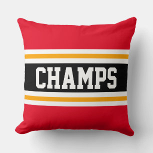 Coussin CHAMPS Sporty Rouge clair Noir Jaune rayures