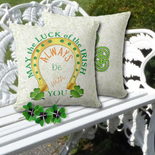 Coussin Chance des Irlandais Fer à Cheval avec Trèfle